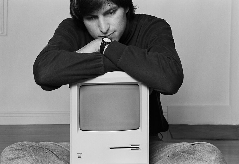 Man with Computer — Black, Contemplative
