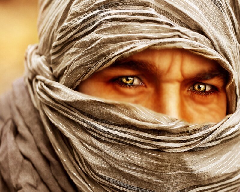 man with covered face