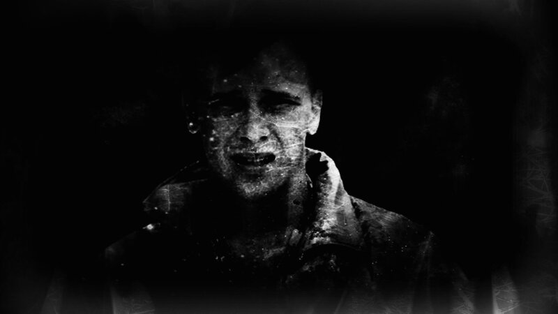 Man with Cracked Face — Black, Dramatic, Photograph