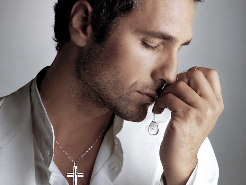 Man with Cross Necklace — White
