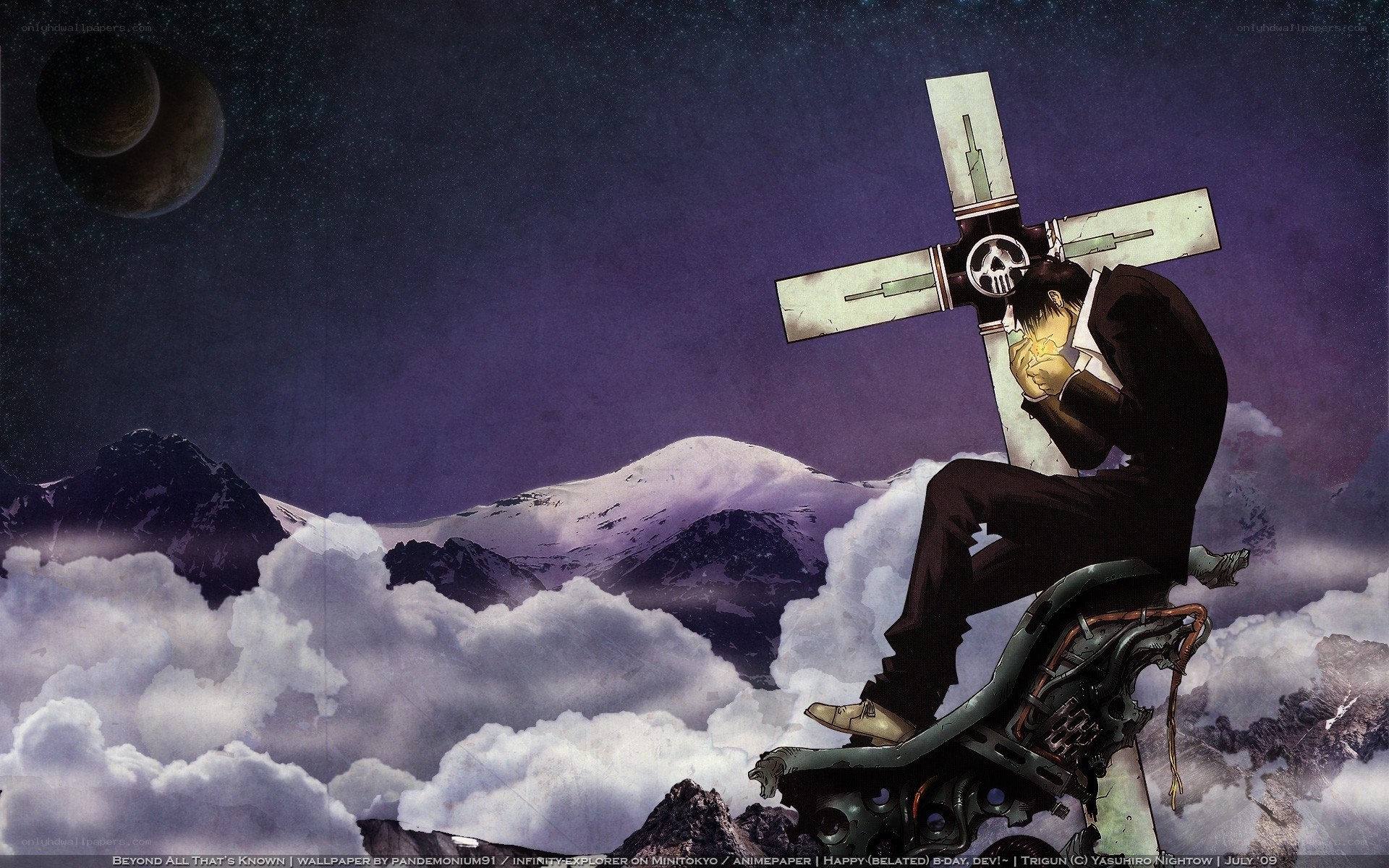 Man with cross on mountain