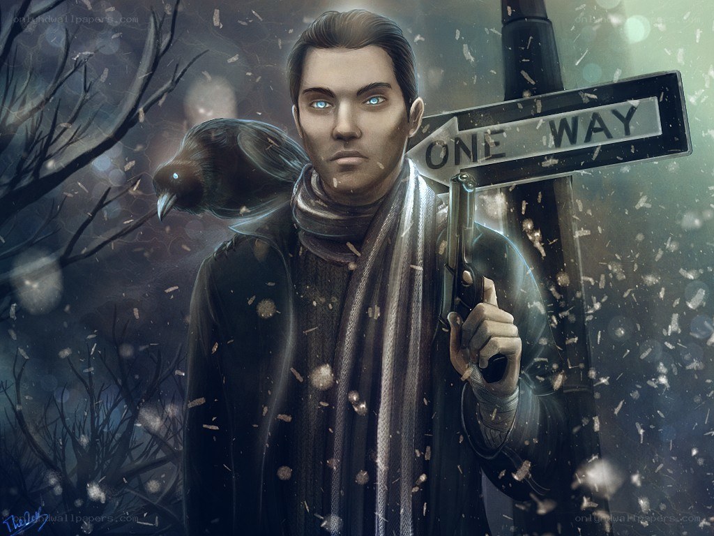 man with crow and gun