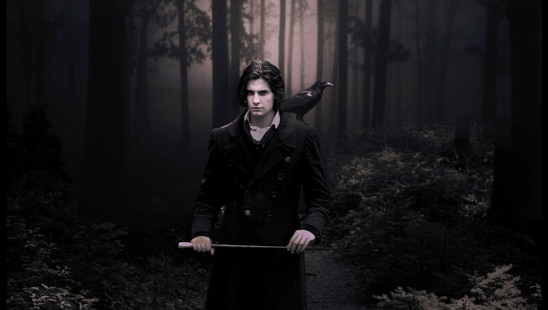 man with crow in forest