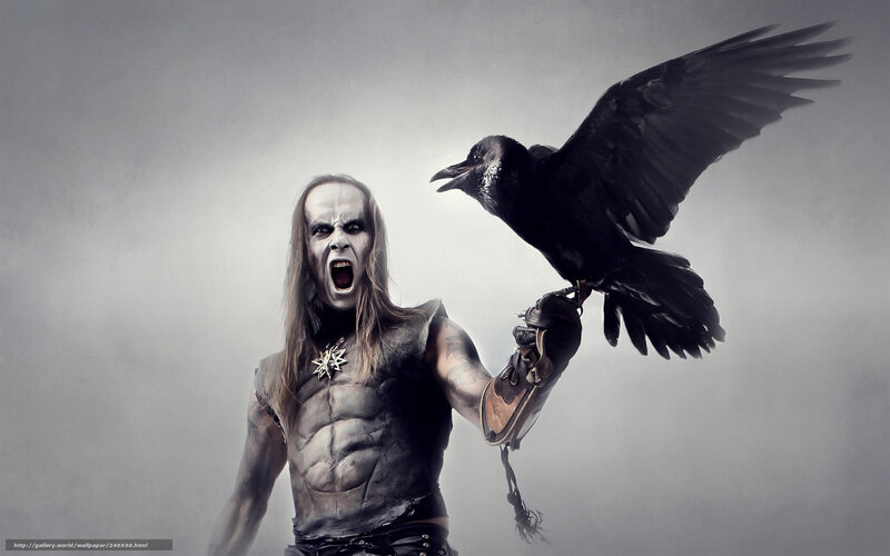 man with crow on arm