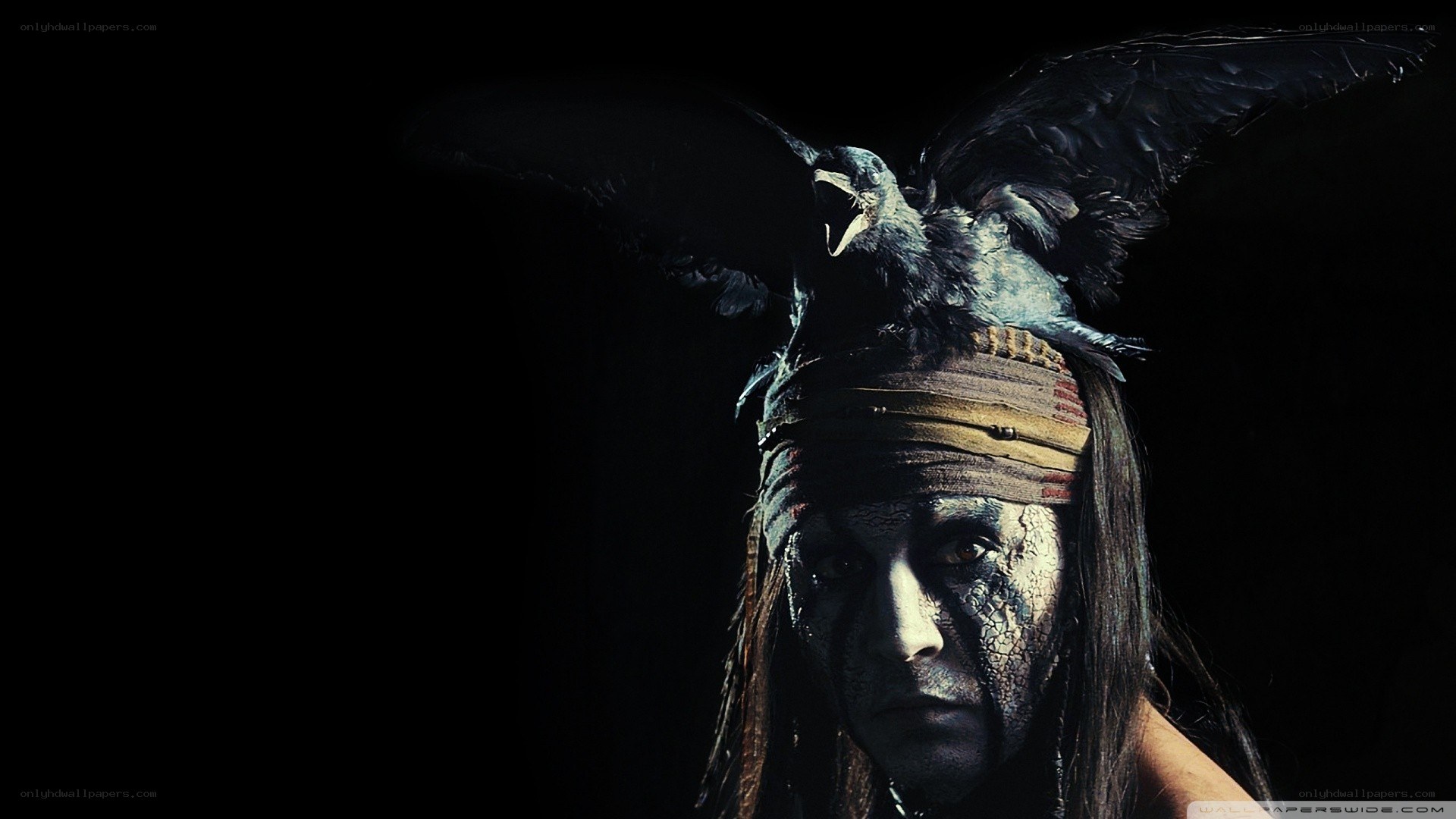 man with crow on head