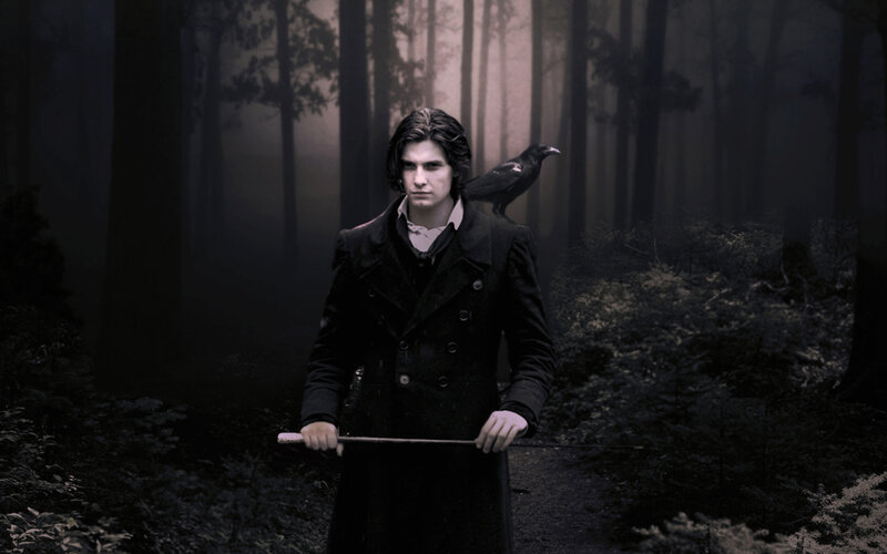 Man with Crow on Shoulder — Black