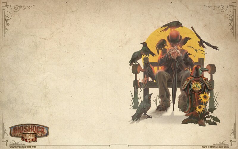 Man with Crows on Bench — Yellow