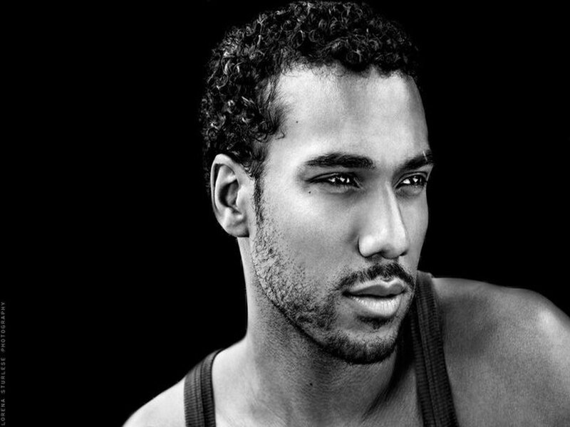 Man with Curly Hair — Black, Dramatic, Photograph, Curly Hair