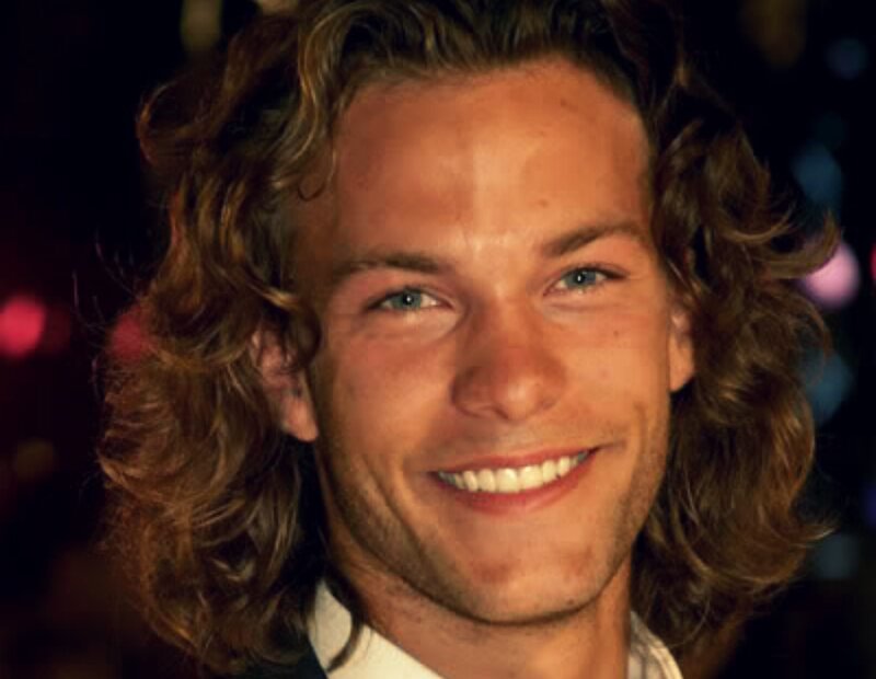 Man with Curly Hair — Brown, Happy