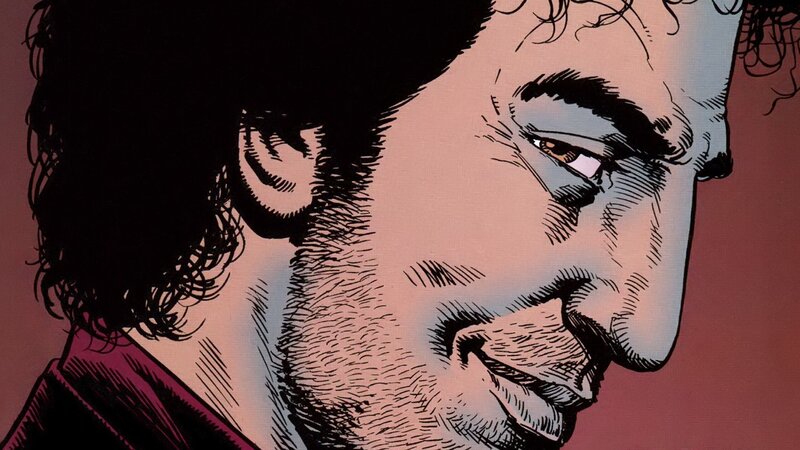 Man with Curly Hair — Red, Dramatic, Manga
