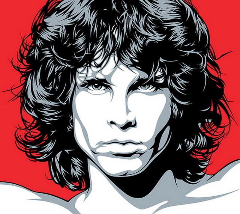 Man with Curly Hair — Red, Dramatic