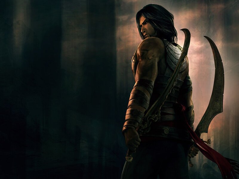 Man with Curved Swords — Black, Dramatic, Digital Art, Armor, Dark Background, Gray