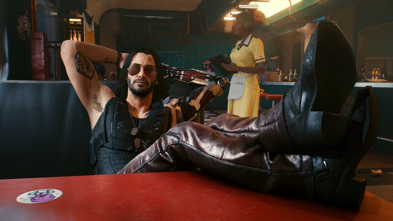 Man with Cybernetic Arm — Black, Relaxed