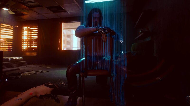 Man with Cybernetic Arm — Blue, Dark, Dramatic, Night, 3d Render