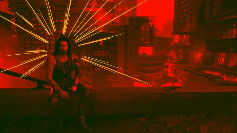 Man with Cybernetic Arm — Red