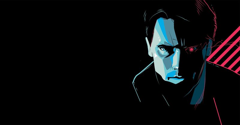 Man with Cybernetic Eye — Black, Dramatic, Digital Art, Cybernetic Eye
