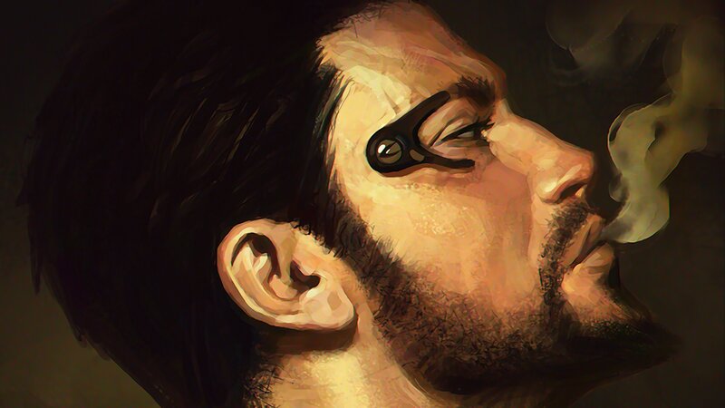 Man with Cybernetic Eye — Brown, Dramatic