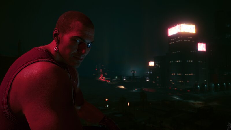 Man with Cybernetic Eye — Red