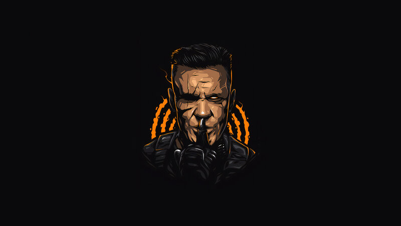 Man with Cybernetic Face — Black