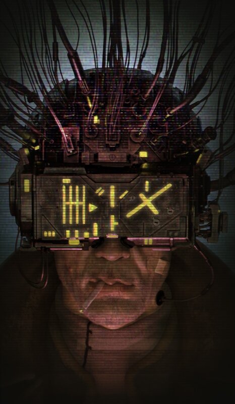 Man with Cybernetic Head