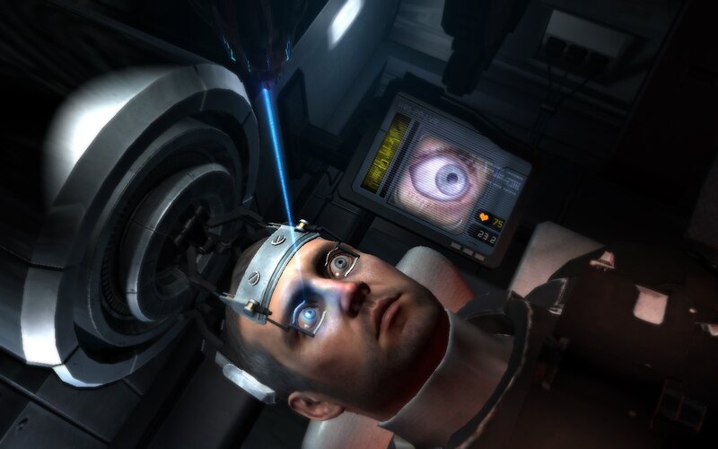 Man with Cybernetic Implants — Gray, Dramatic, 3d Render