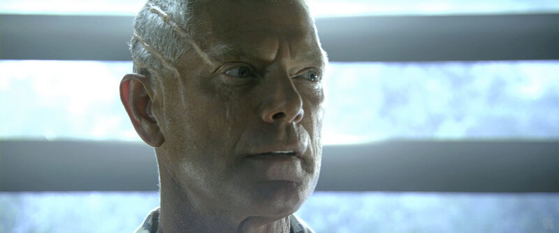 Man with Cybernetic Implants — Gray, Dramatic