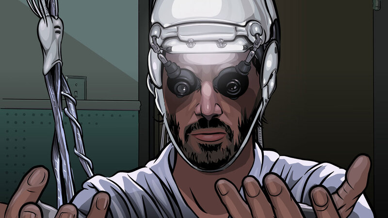 Man with Cybernetic Implants — Gray