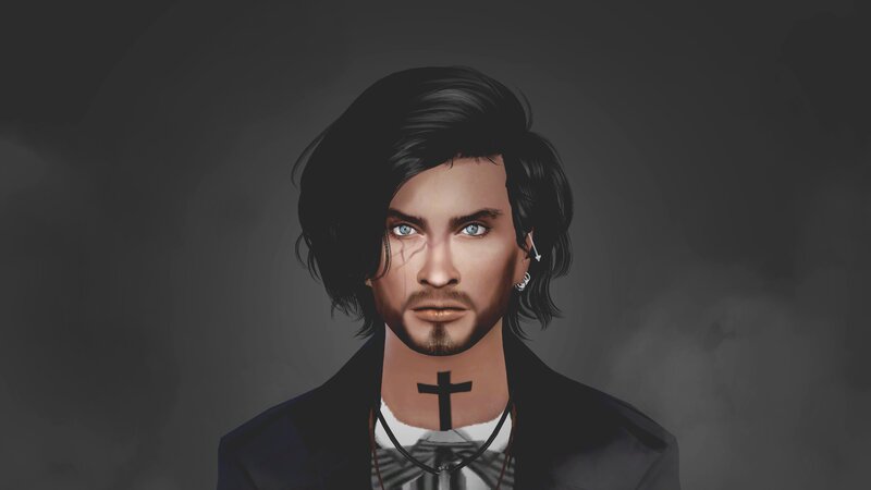 Man with Dark Hair — Black, Dramatic, 3d Render
