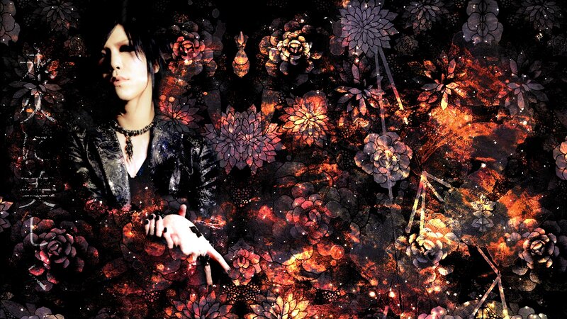 Man with Dark Hair — Black, Dramatic, Digital Art, Flowers