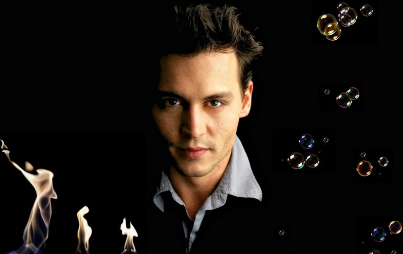 Man with Dark Hair — Black, Dramatic, Photograph, Bubbles