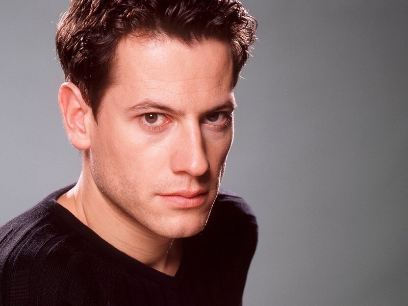 Man with Dark Hair — Black, Serious, Photograph, Black Shirt, Gray Background