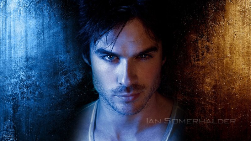 Man with Dark Hair — Blue, Dramatic, Photograph, Blue Lighting, Brown Background