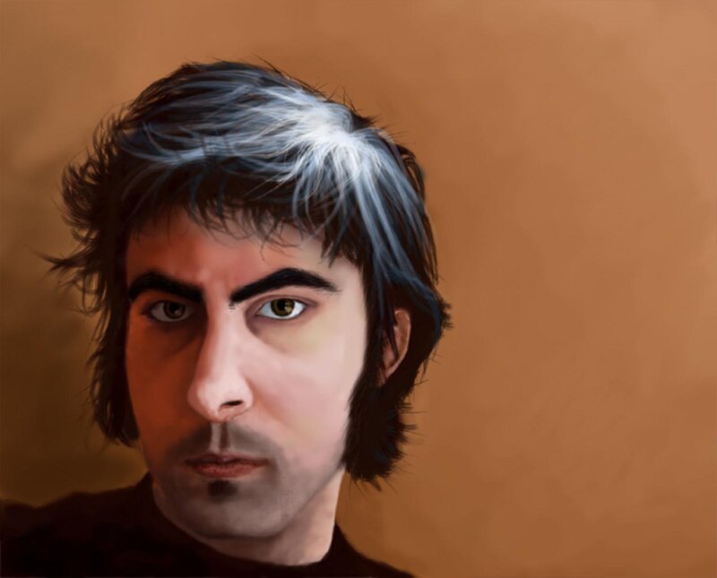 Man with Dark Hair — Brown, Serious, Digital Art