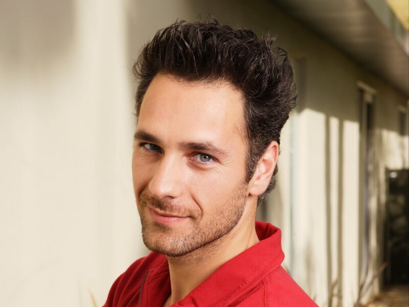 Man with Dark Hair — Red, Calm