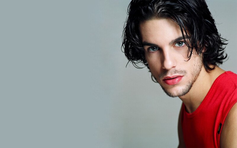 Man with Dark Hair — Red, Neutral, Photograph, Red Shirt
