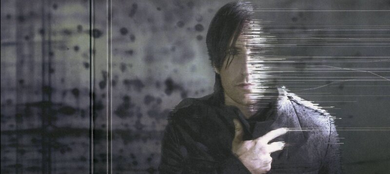 man with digital glitch effect