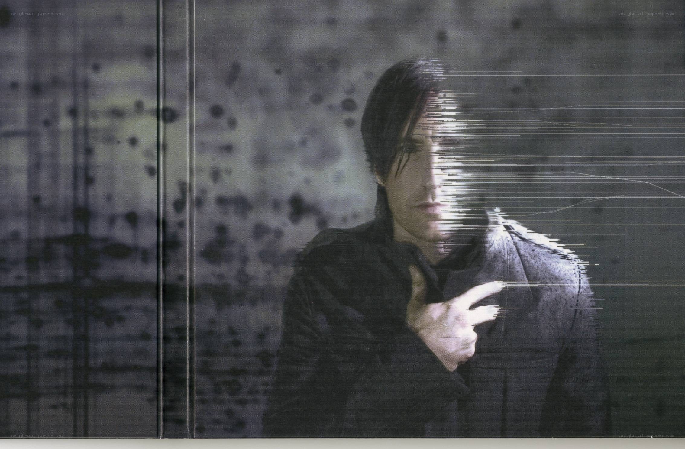 man with digital glitch effect