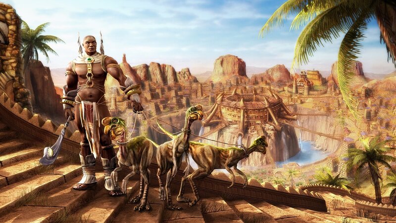Man with Dinosaur-like Creatures — Brown