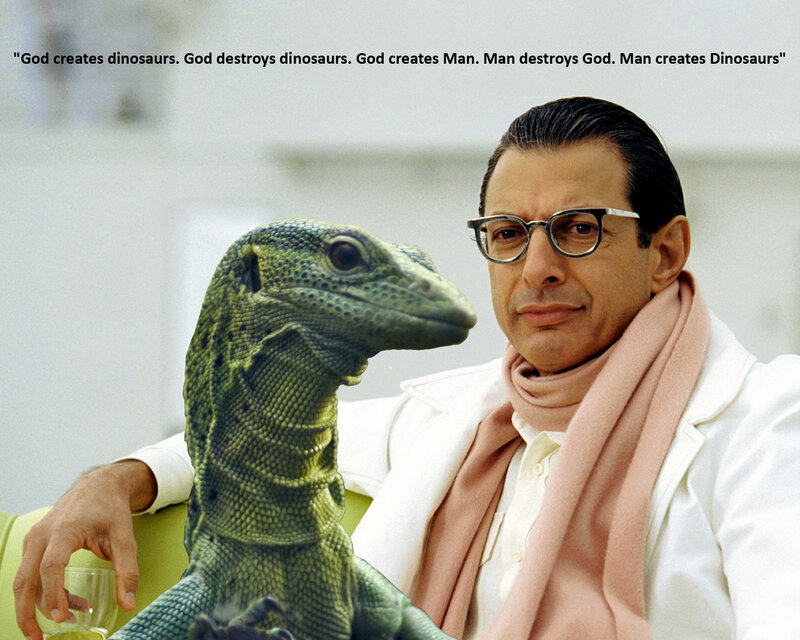 Man with dinosaur puppet