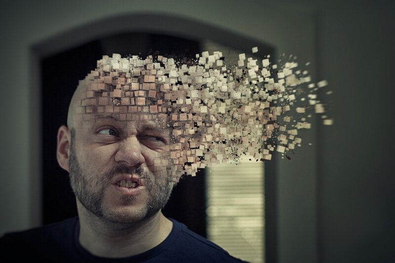 Man with Disintegrating Head