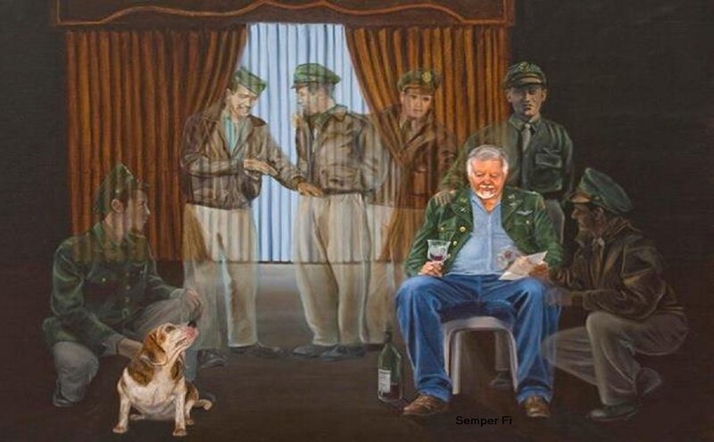 Man with Dog and Soldiers