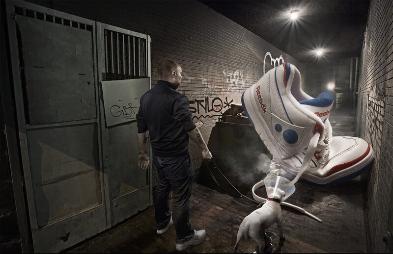Man with dog in alley