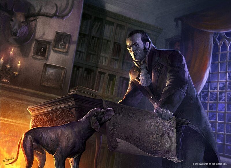 Man with Dog in Study — Brown