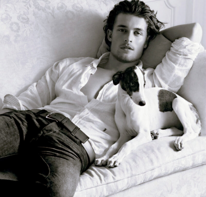 Man with Dog on Couch — Black