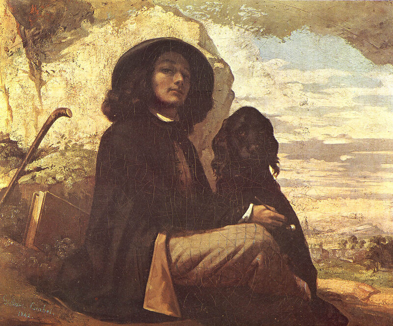 Man with Dog on Hillside