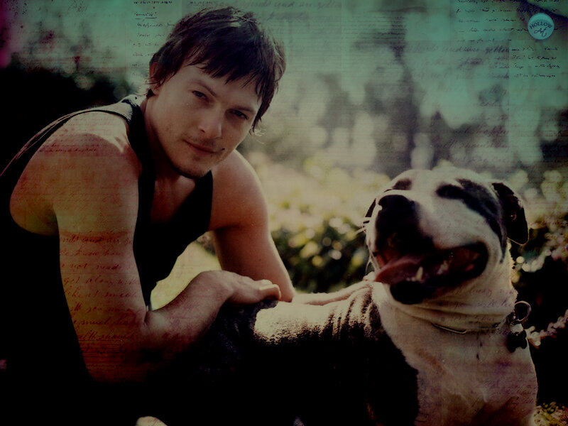 man with dog outdoors