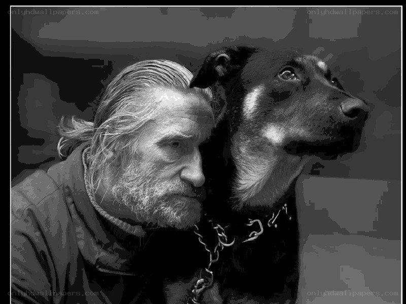 man with dog portrait