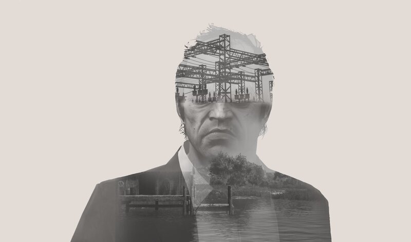 Man with Double Exposure — Black