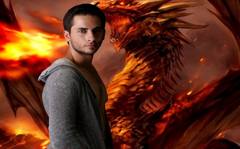 Man with Dragon Background