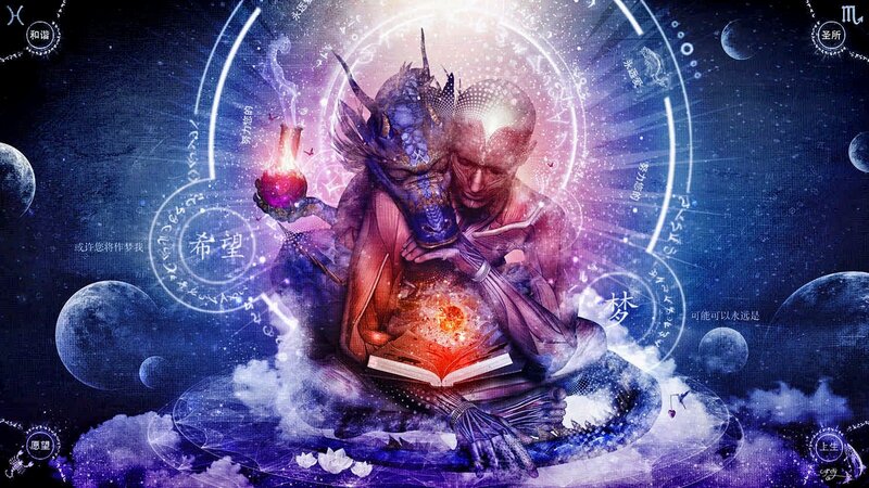 Man with Dragon on Lap